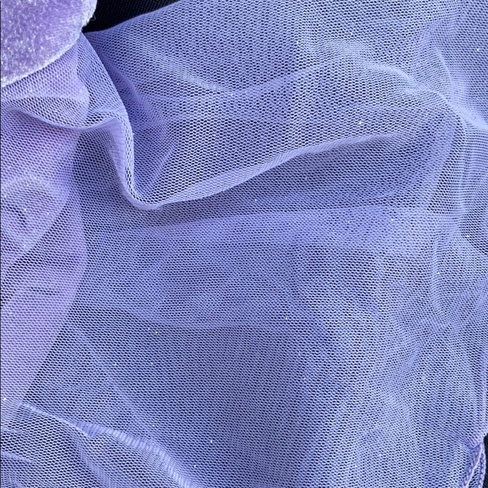 Purple sparkle leotard with attached tulle skirt - Picture 3 of 5